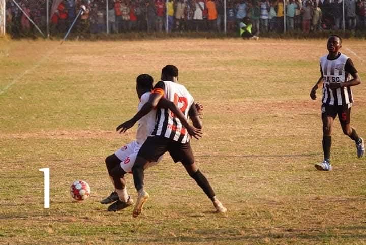 Tekakwo James playing against his boyhood club Paidha Black Angels while still at Paidha United 