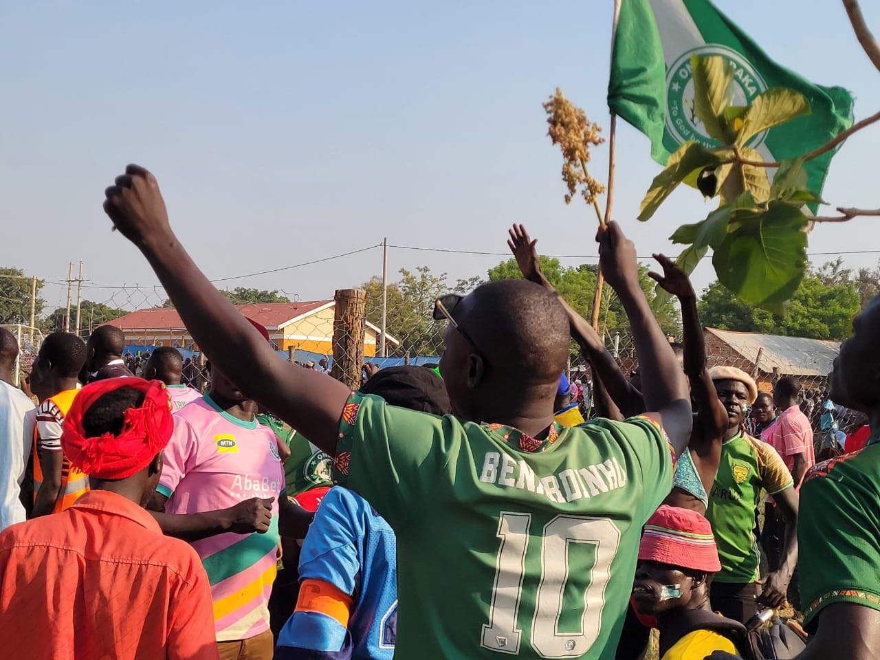 Onduparaka fc fans cheering the team at Ababet Green light stadium
