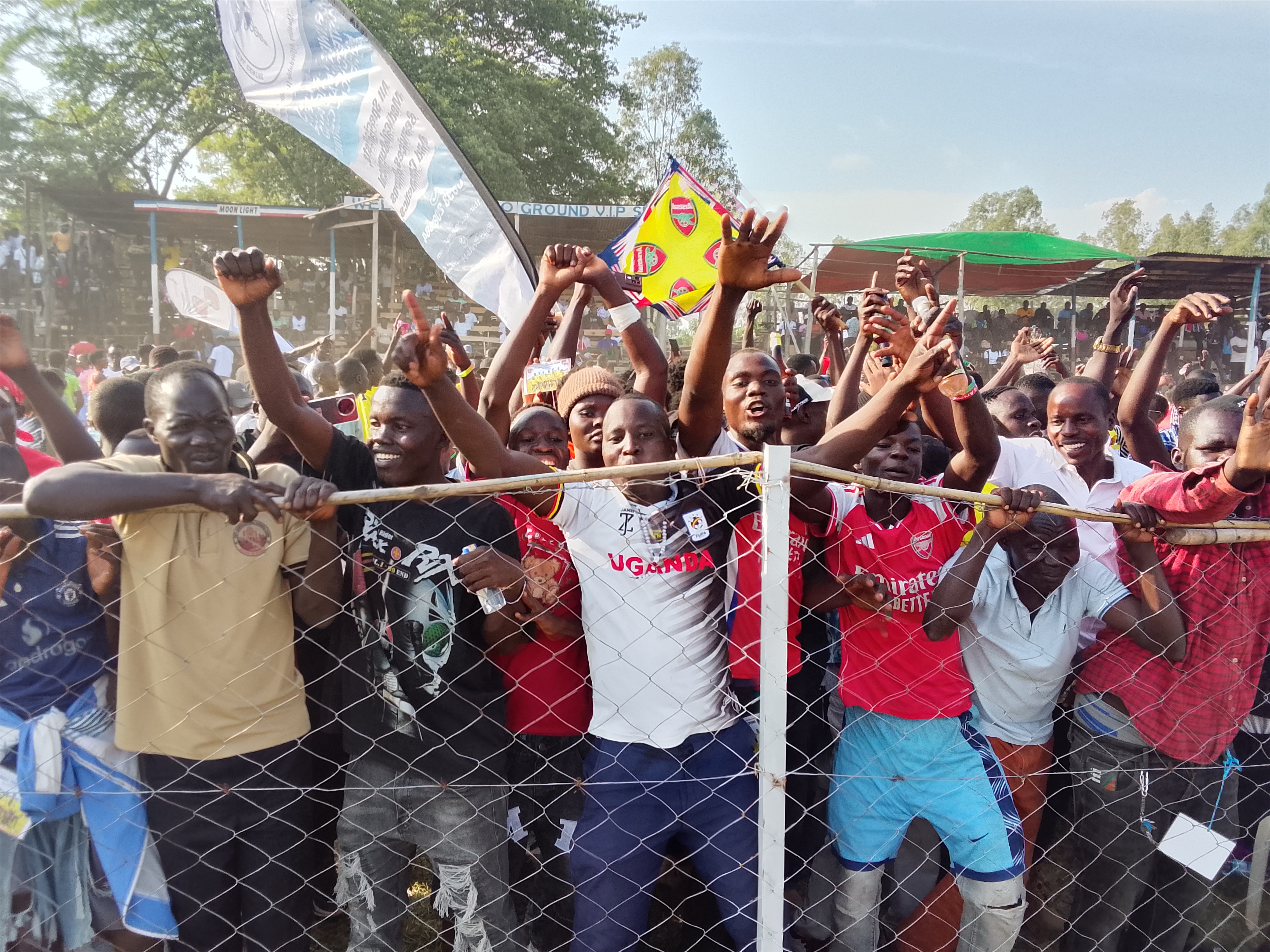 Fans celebrating after the final whistle 