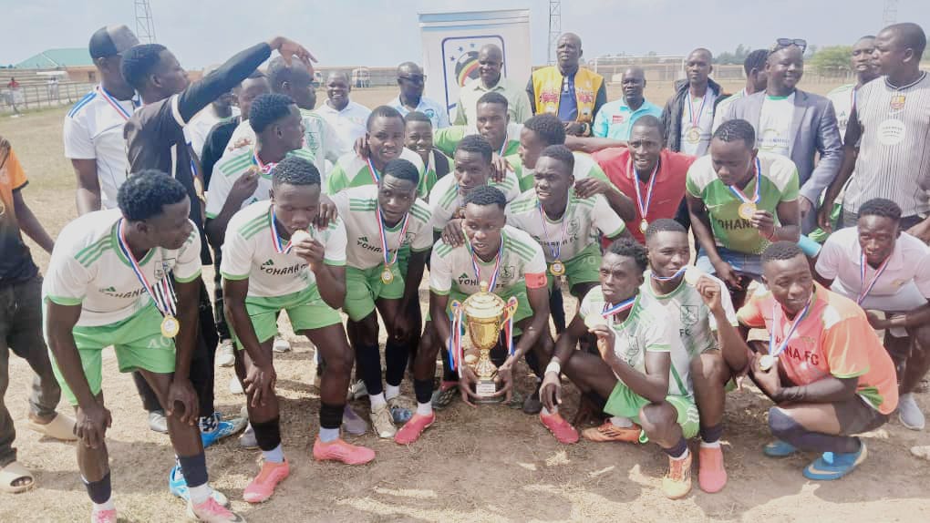 Yohana Fc lifting the 2025/26 West Nile 5th division league trophy 
