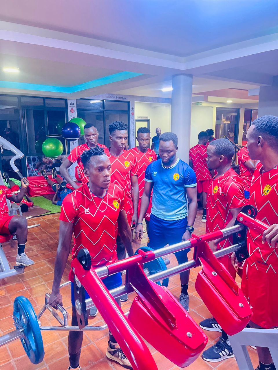 Ayobo in a gym session with Kcca FC players 