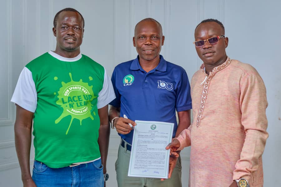Geoffrey Akena after signing a one year renewable contract