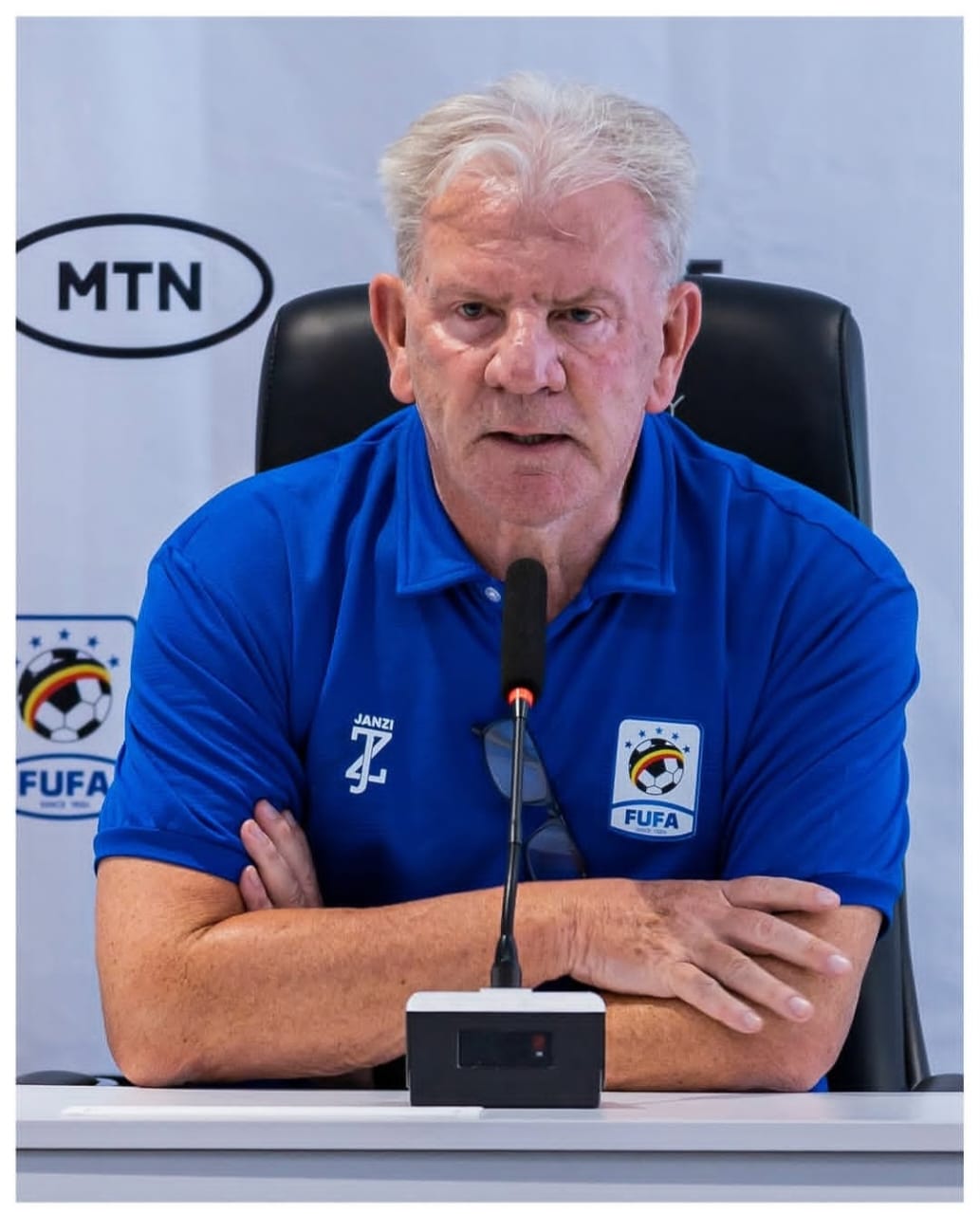 Image (Courtesy of Merci Nkurunziza ) : Uganda Cranes Head Coach Paul Put in the presser .